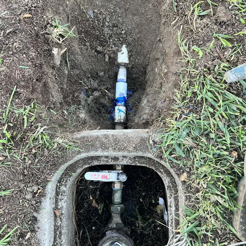 Ball valve and pipe on water main underground