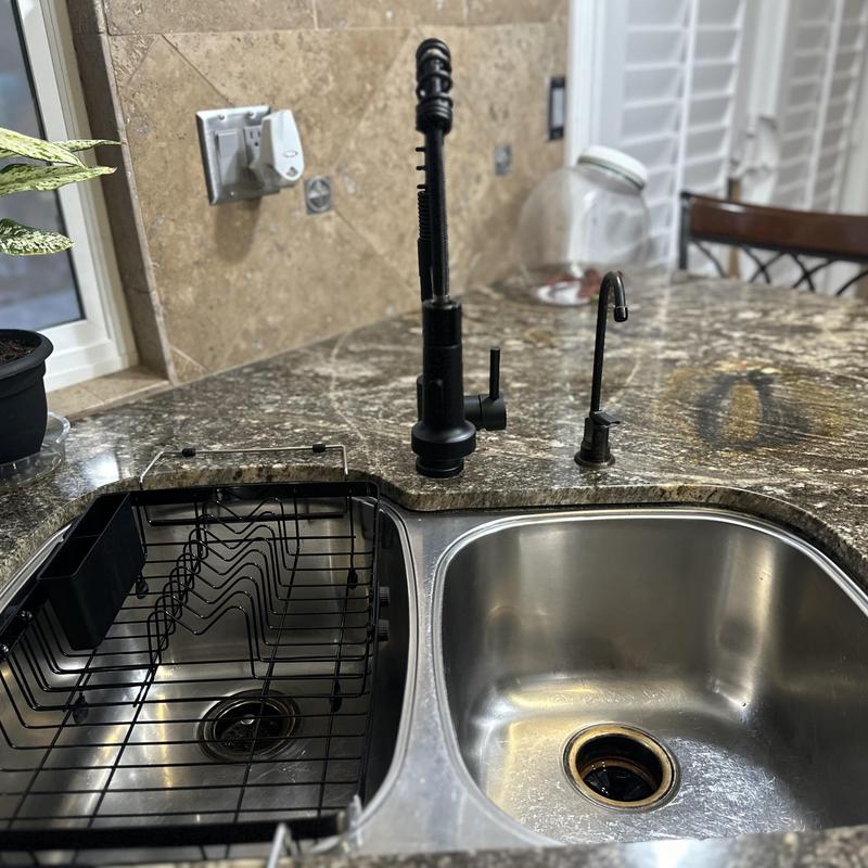Moen oil-rubbed bronze pull-out spray faucet installed