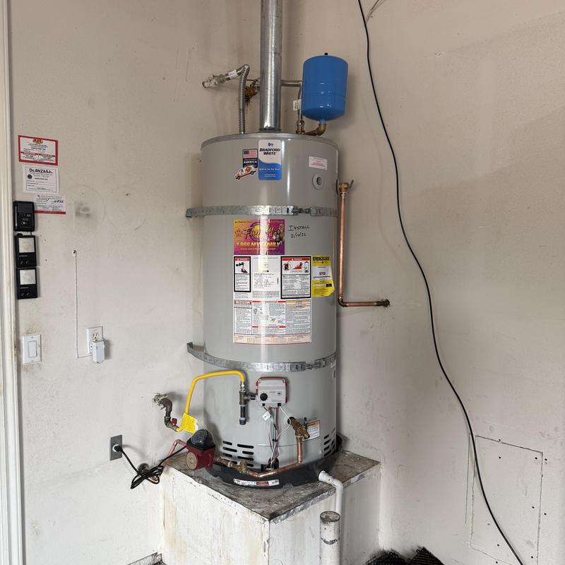 75-gallon propane water heater with expansion tank installation