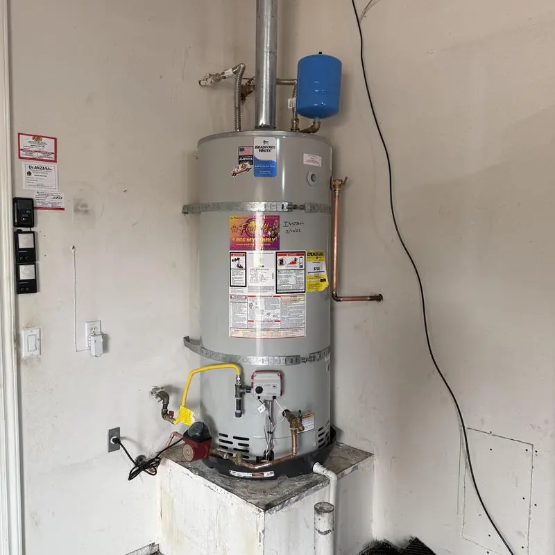75-gallon propane water heater with expansion tank installation