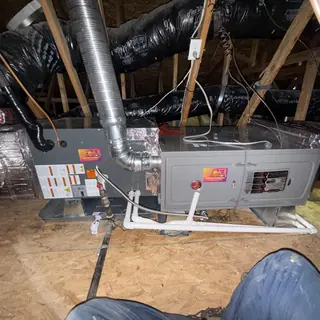 Rheem 3 ton horizontal furnace with venting and piping