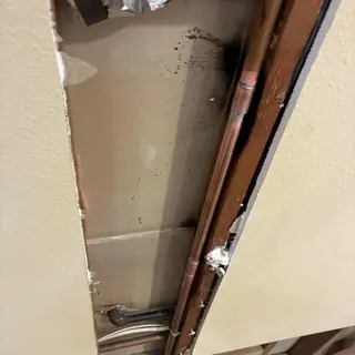 Three-quarter inch hot water line inside wall cavity