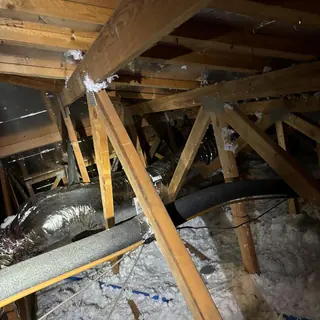 R6 insulated ductwork and attic framing beams