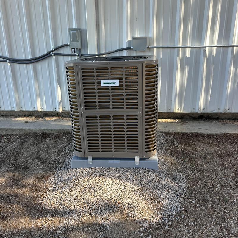 Innovair 20 SEER heat pump unit installed outdoors
