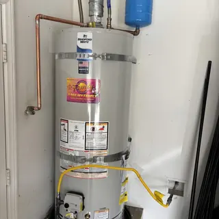 Bradford White 50-gallon natural gas water heater with expansion tank