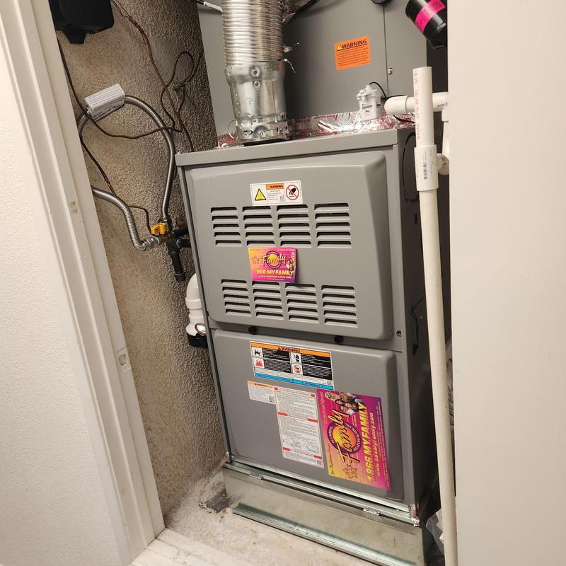 Upflow HVAC furnace system installed in closet space