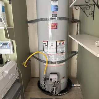 50 Gallon natural gas water heater with drip pan installation