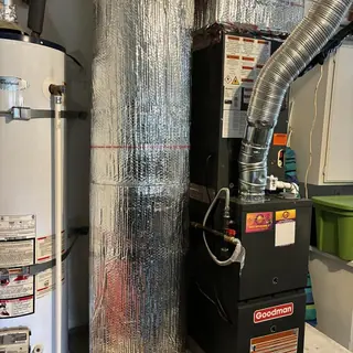 3 ton Goodman upflow furnace with duct insulation