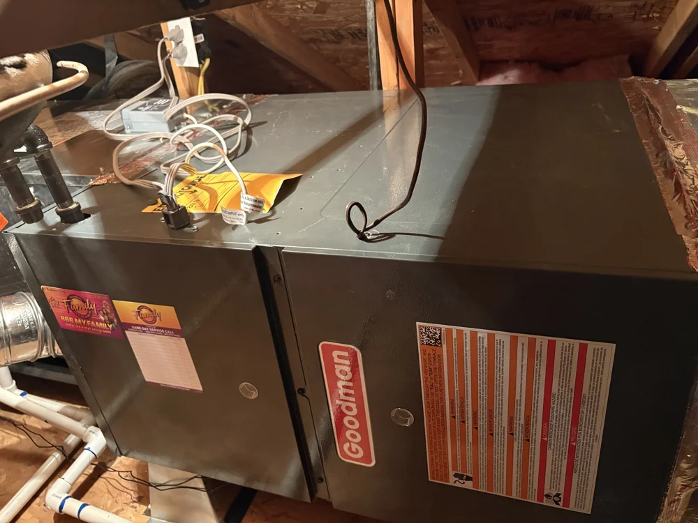 Goodman furnace with electrical and gas connections